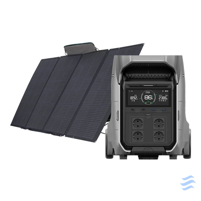 Set: EcoFlow Delta Pro 3 power station + 400W photovoltaic panel. Power stations