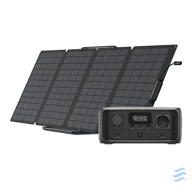 Set: EcoFlow River 3 power station + 110W photovoltaic panel. Power stations