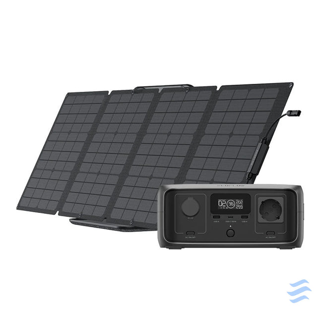 Set: EcoFlow River 3 UPS power station + 110W photovoltaic panel. Power stations
