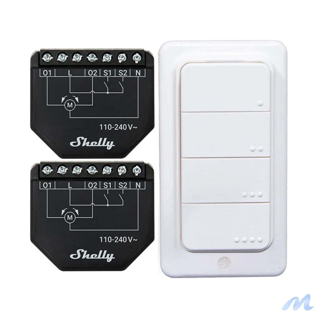 Set of 2 Blind/curtain WiFi controllers Shelly Shutter + BLU RC Button 4