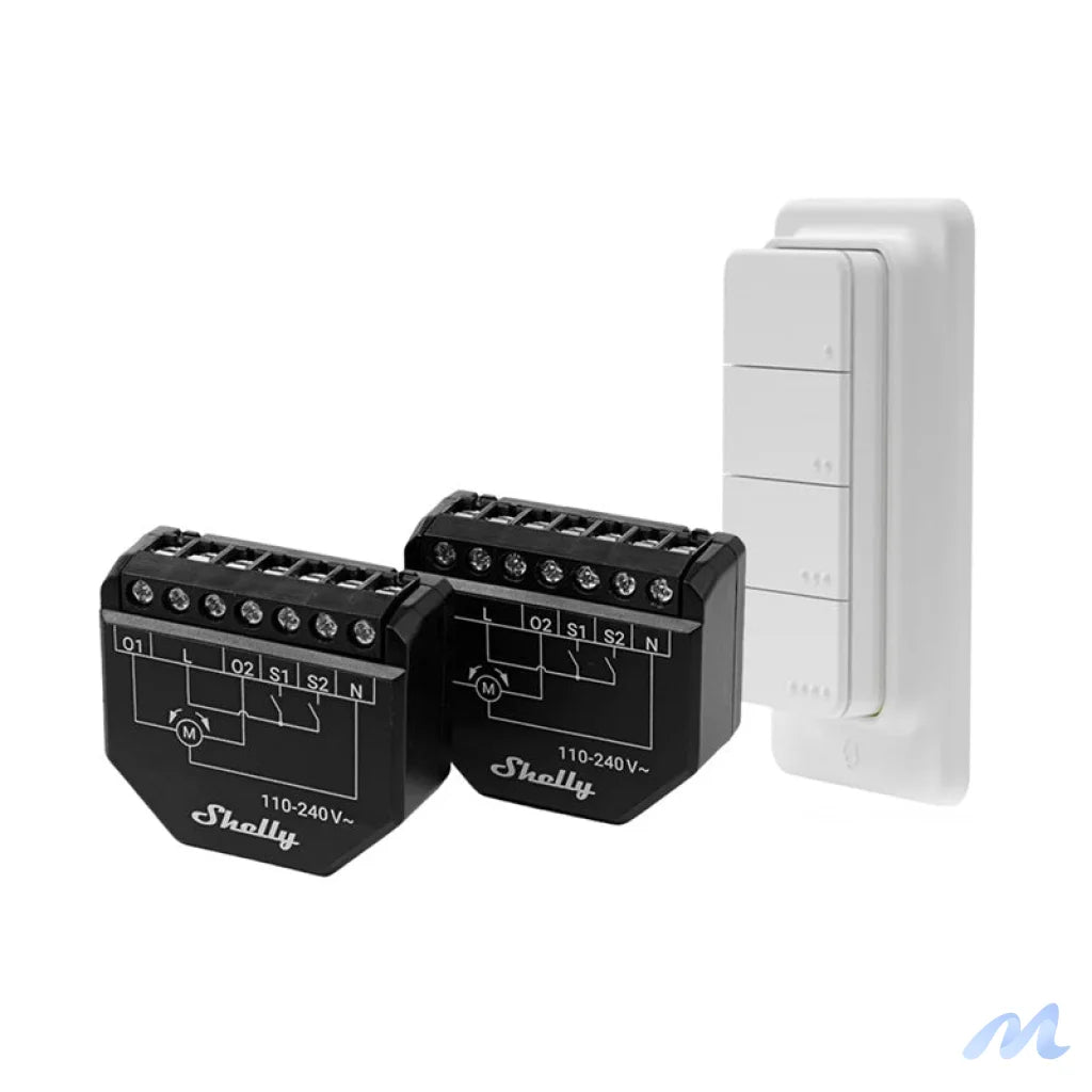 Set of 2 Blind/curtain WiFi controllers Shelly Shutter + BLU RC Button 4