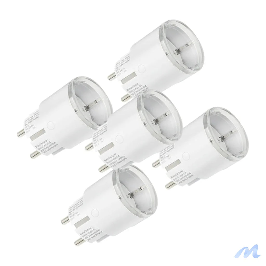 Set of 5 Shelly Plug S MTR Gen3 12A smart outlets (white)