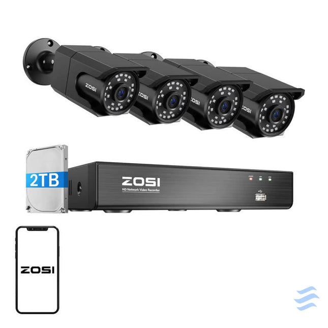 Set of four IP cameras ZOSI C105 WiFi 8MP + recorder + HDD 2TB IP cameras