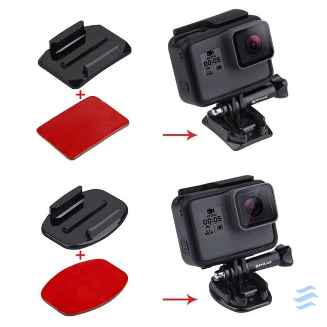 Set of Puluz stickers and mounts for spot cameras (including Insta360 X4 / X5 / DJI Osmo Action 5 Pro). Sets
