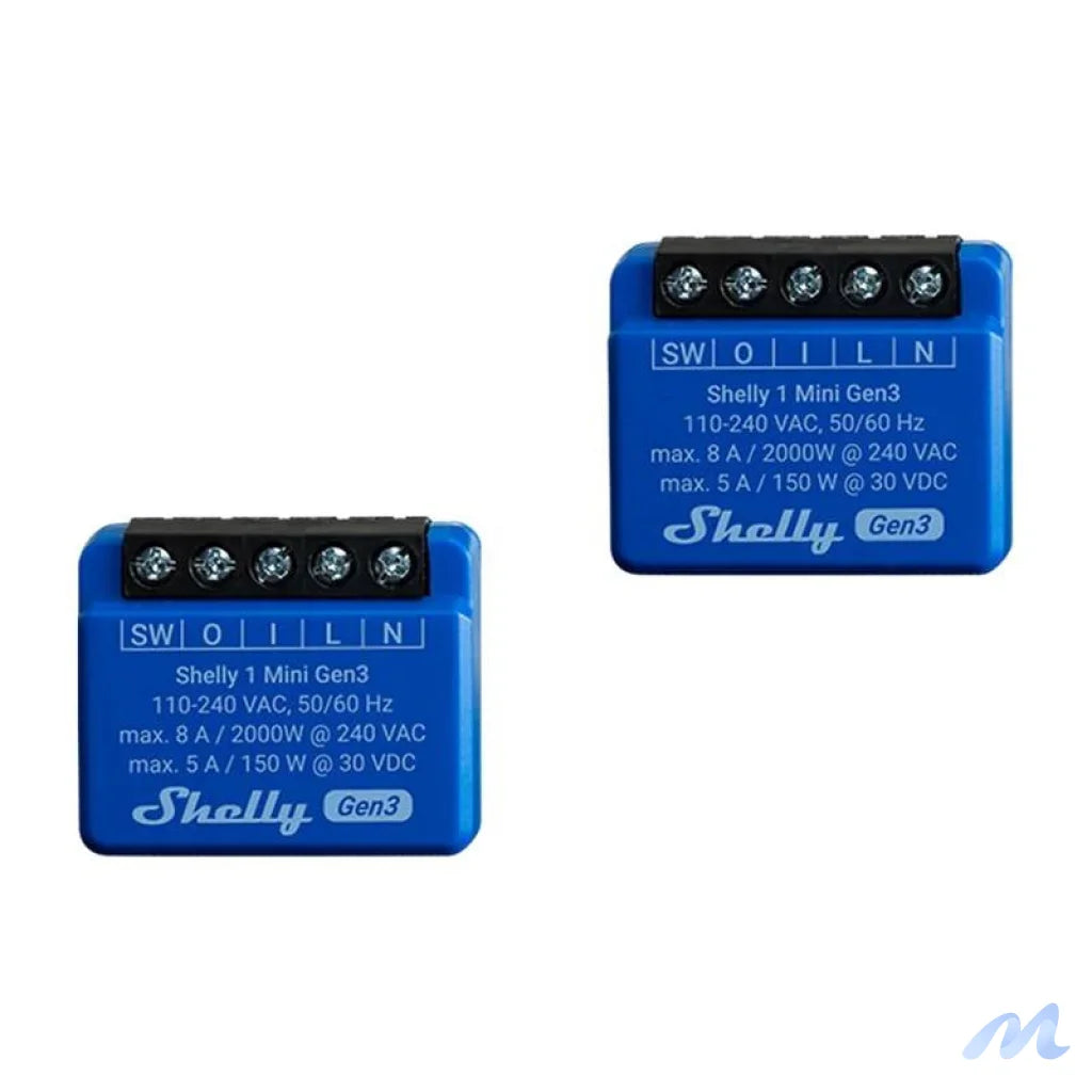 Shelly 1 Mini Gen3 Set of 2 Controllers, WiFi/Bluetooth