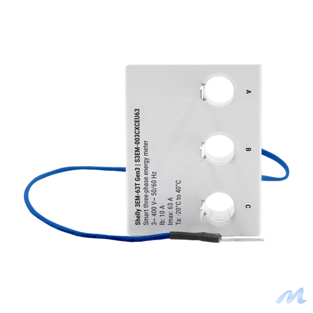 Shelly 3EM-63T Gen3 1/3-channel WiFi energy meter (flat terminal)