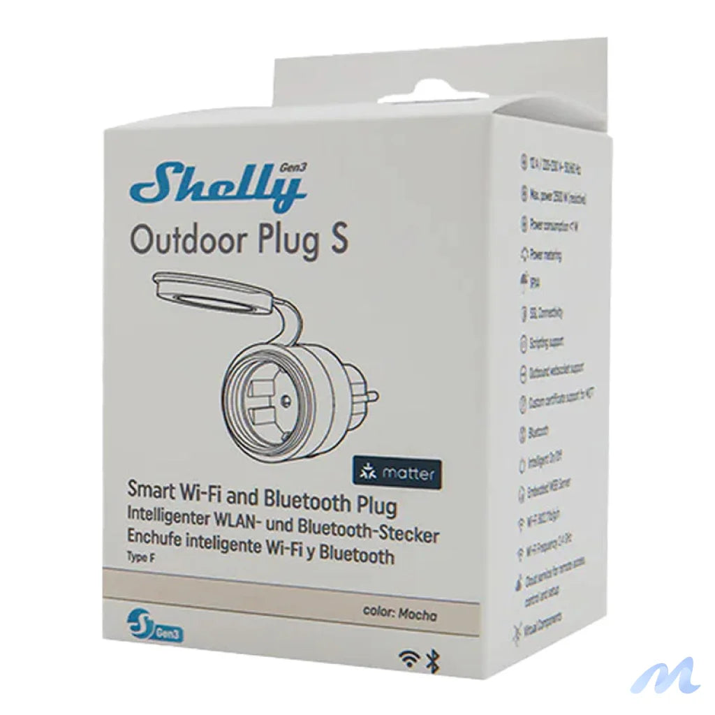 Shelly Plug S MTR Gen3 IP44 12A smart outdoor outlet