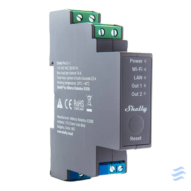 Shelly Pro 2 DIN Rail 2 channel Relay WiFi/LAN Smart controllers
