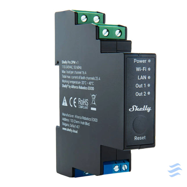 Shelly Pro 2PM DIN Rail 2 channel Relay WiFi/LAN (Power measurement) Smart controllers