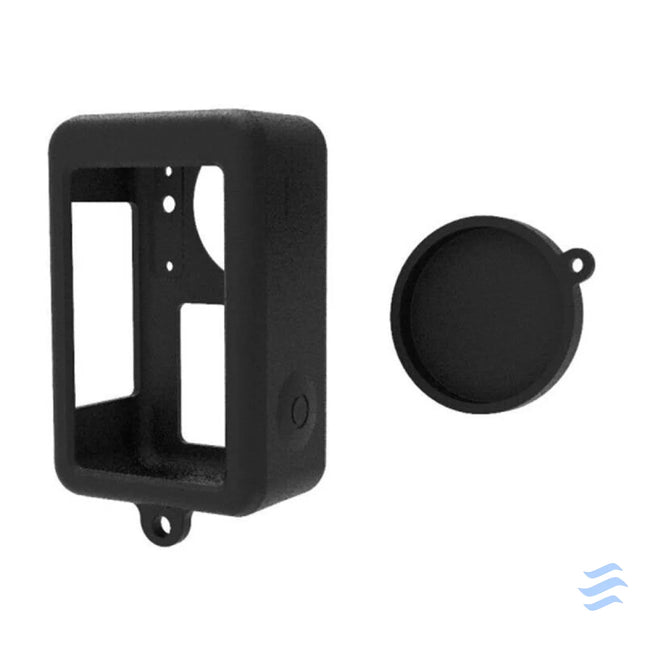 Silicone Puluz case for DJI Osmo Action 3 / 4 / 5 Pro with lens cover (black) For sports cameras