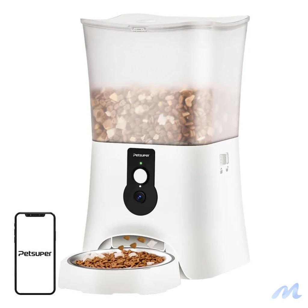 Smart food dispenser with camera Petsuper PF01-2 WiFi 5L (white)