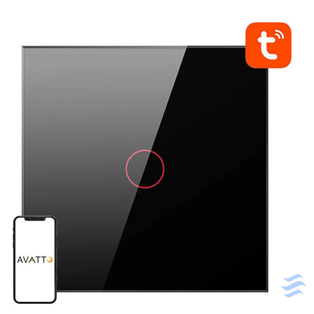 Smart Light Switch ZigBee Avatto LZTS02 EU B1 1 Way No Neutral TUYA (black) Switches