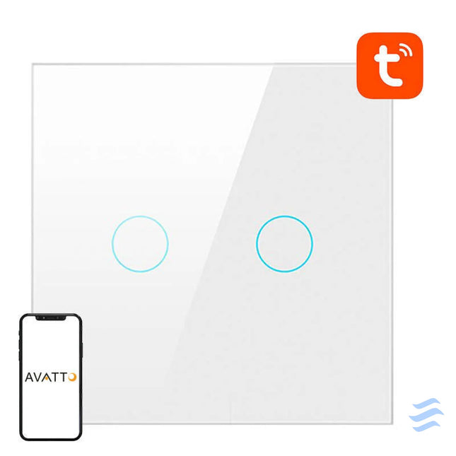Smart Light Switch ZigBee Avatto LZTS02 EU W2 2 Way No Neutral TUYA (white) Switches