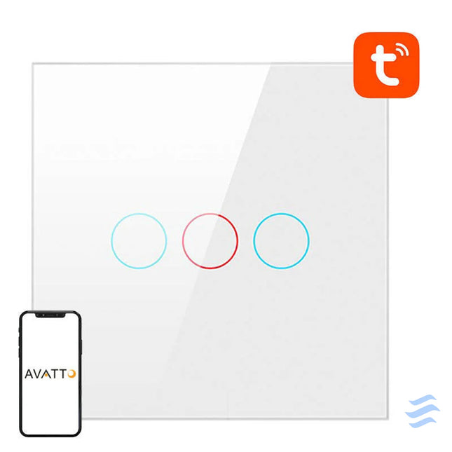 Smart Light Switch ZigBee Avatto LZTS02 EU W3 3 Way No Neutral TUYA (white) Switches