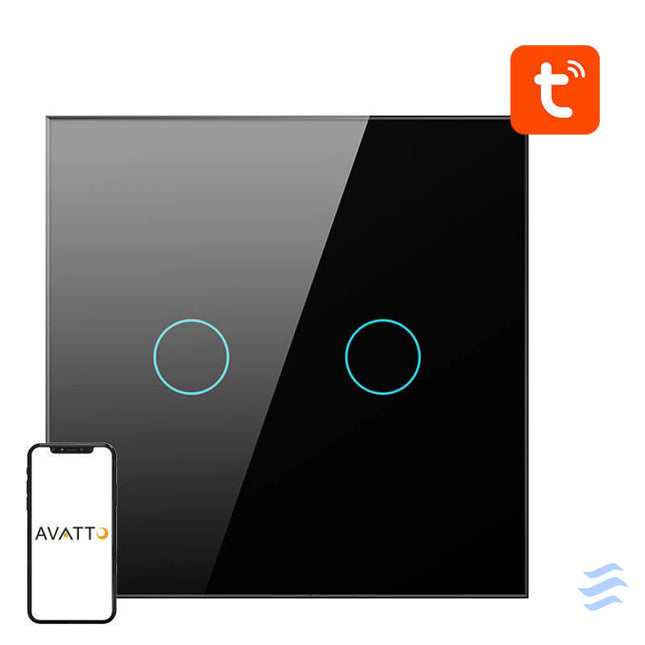 Smart Light Switch ZigBee Avatto ZTS02 EU B2 2 Way TUYA (black) Switches
