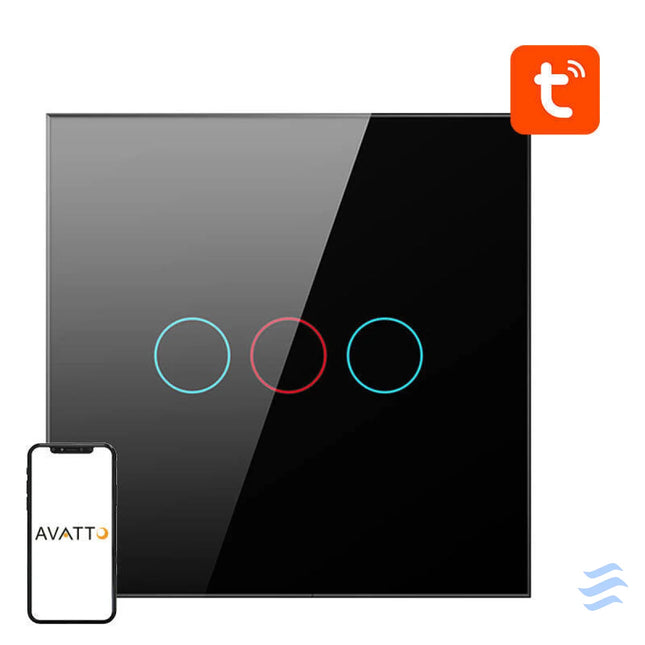 Smart Light Switch ZigBee Avatto ZTS02 EU B3 3 Way TUYA (black) Switches