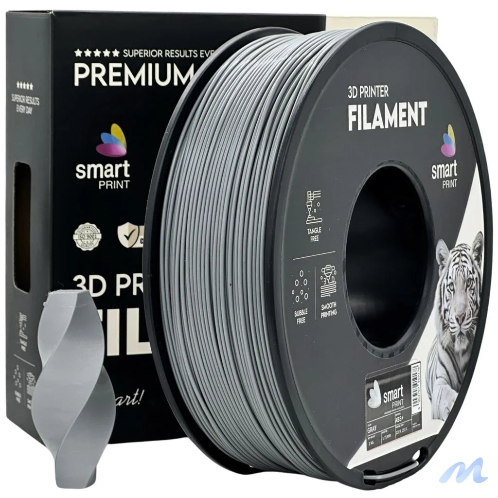 Smart Print ABS is a durable filament for functional parts. It contains special inhibitors to enhance strength and color. Requires a heated bed, enclosure, and good ventilation to reduce warping.