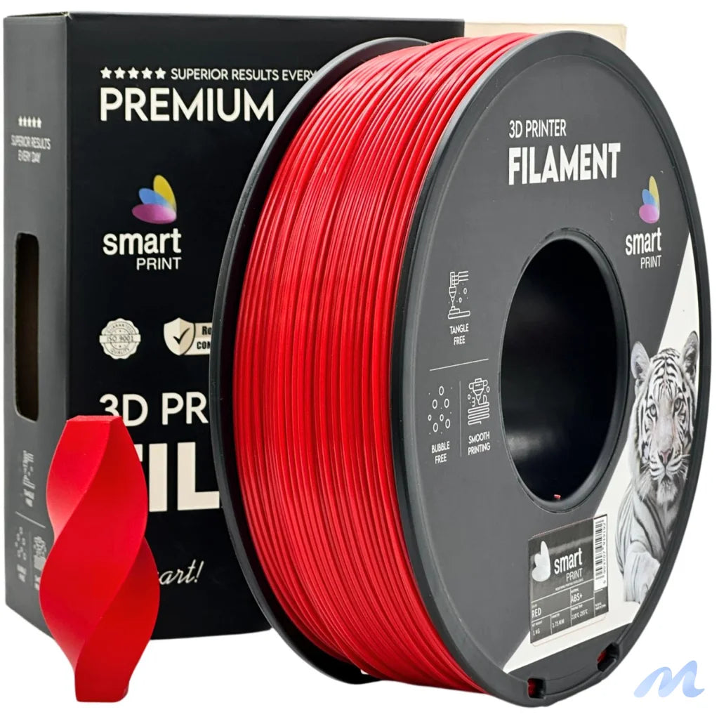 Smart Print ABS is a durable filament for functional parts. It contains special inhibitors to enhance strength and color. Requires a heated bed, enclosure, and good ventilation to reduce warping.