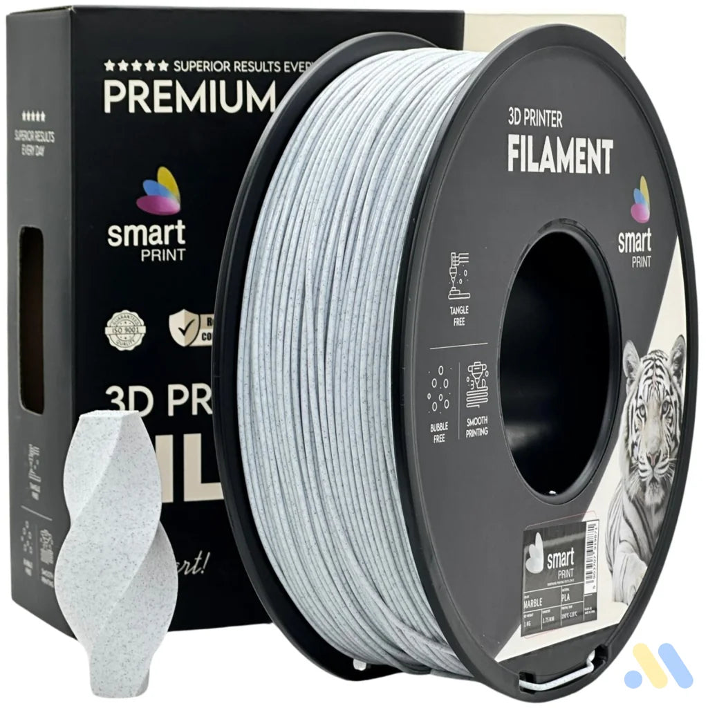 Smart Print PLA is easy to use, great for beginners. It prints smoothly with strong layer adhesion and minimal warping. Special inhibitors boost durability and color, making it ideal for everyday prints.