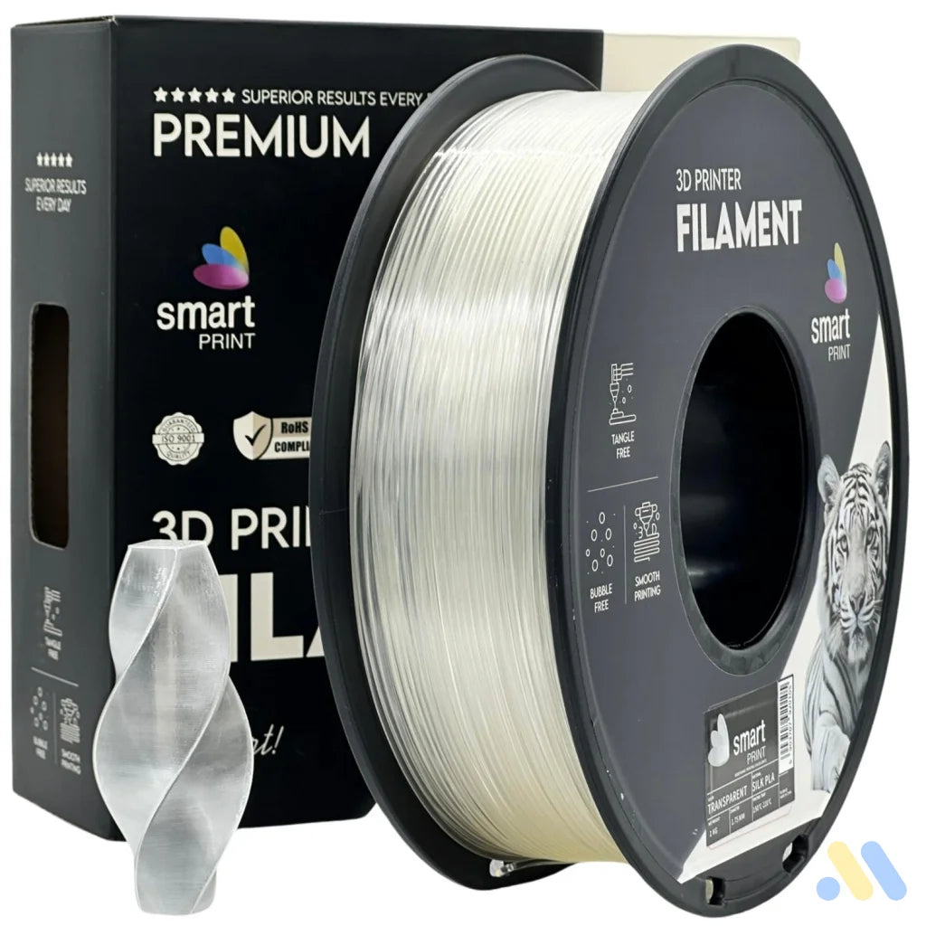 Smart Print Silk PLA offers a glossy, silk-like finish for eye-catching results. Special inhibitors enhance durability and color depth. Ideal for decorative models, art pieces, and display prints.