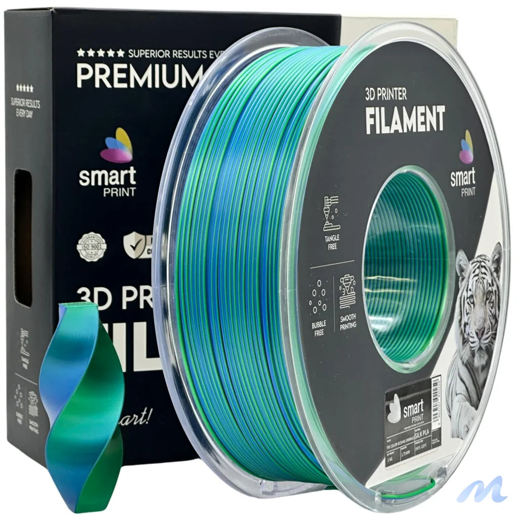 Smart Print Silk PLA offers a glossy, silk-like finish for eye-catching results. Special inhibitors enhance durability and color depth. Ideal for decorative models, art pieces, and display prints.