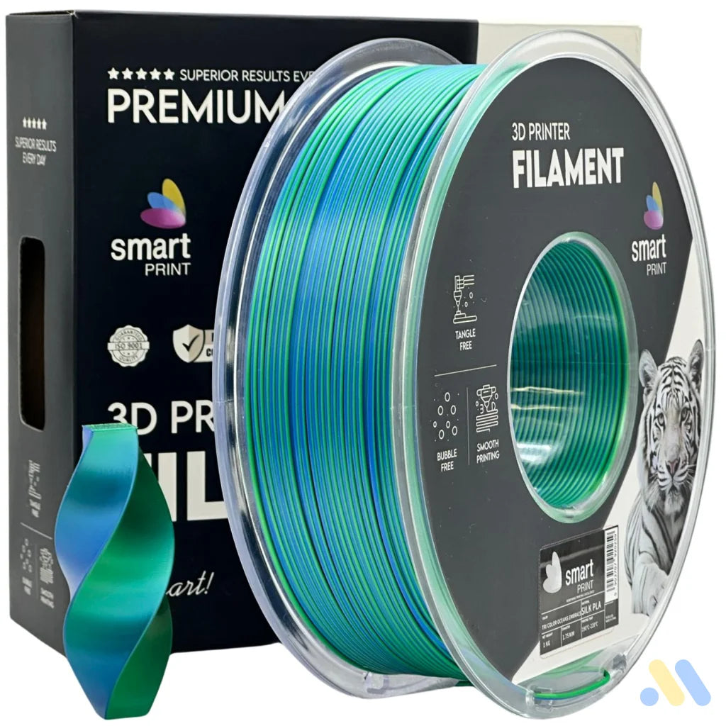 Smart Print Silk PLA offers a glossy, silk-like finish for eye-catching results. Special inhibitors enhance durability and color depth. Ideal for decorative models, art pieces, and display prints.