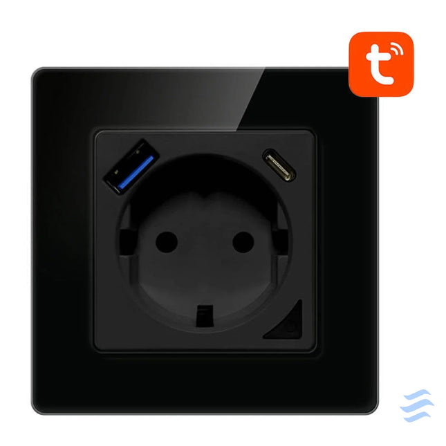 Smart WiFi Wall Socket Avatto N WOT10 USB B TUYA USB USB C (black) Power plugs