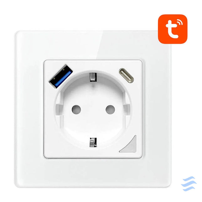 Smart WiFi Wall Socket Avatto N WOT10 USB W TUYA USB USB C (white) Power plugs
