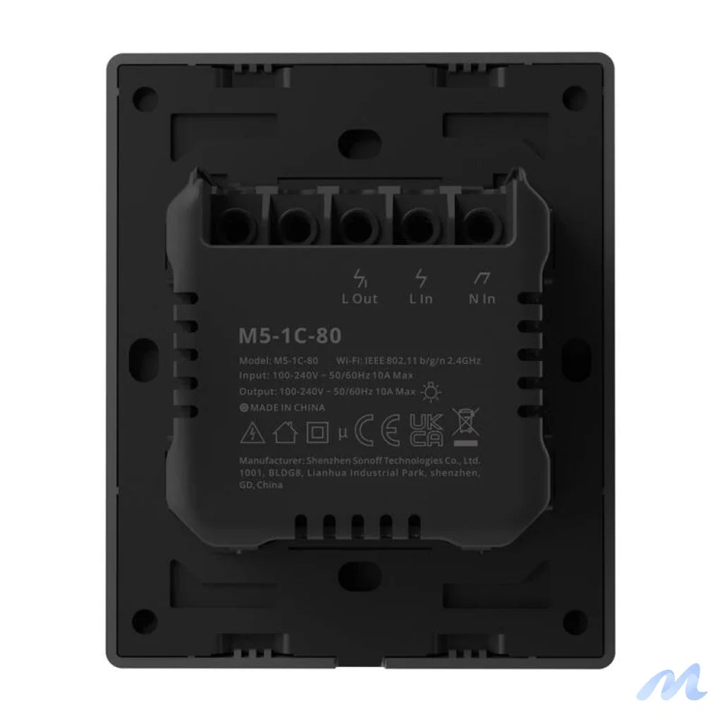 Smart WiFi wall switch SONOFF M5-1C-80 (1-channel, for frame, graphite)