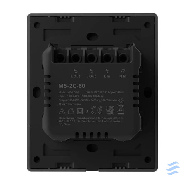 Smart WiFi wall switch SONOFF M5 2C 80 (2 channel for frame graphite) Switches