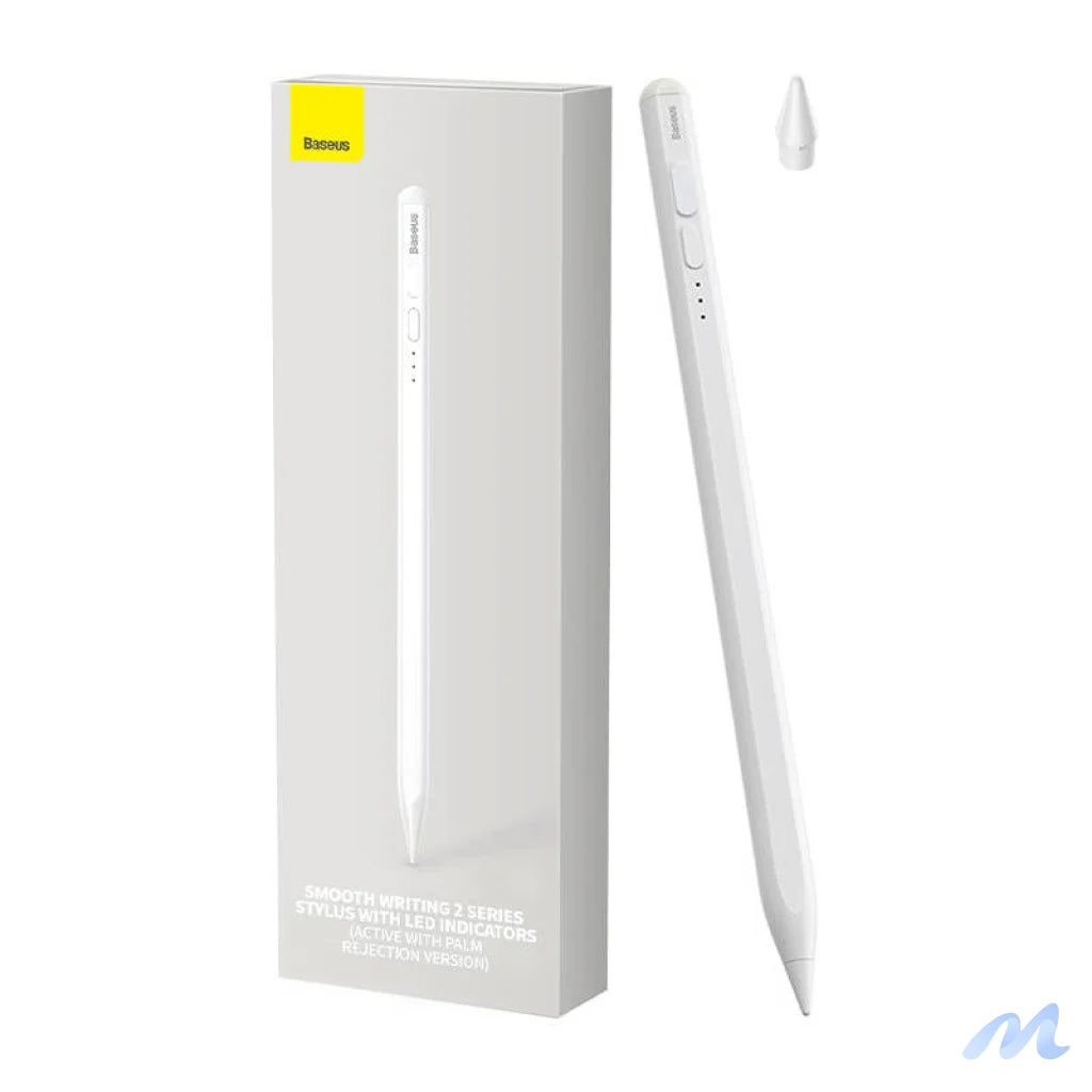 Smooth Writing Stylus with LED Indicators (Active) White