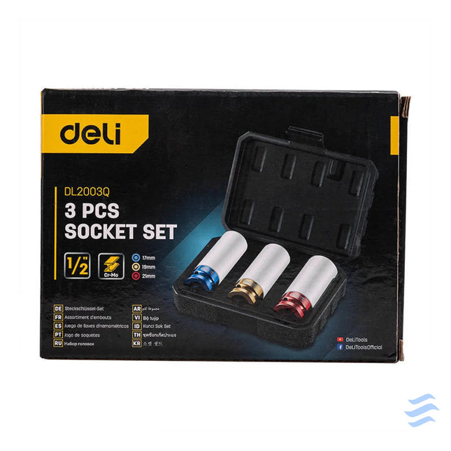 Socket Set Deli Tools EDL2003Q 17 21mm Construction tools
