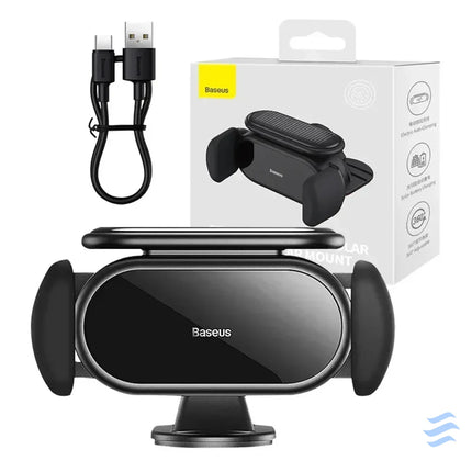 Solar Electric Car Phone Holder Baseus Steel Cannon Pro (Black) Phone holders