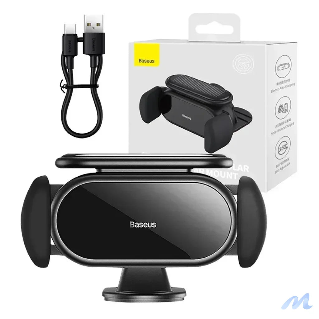 Solar Electric Car Phone Holder Baseus Steel Cannon Pro (Black)