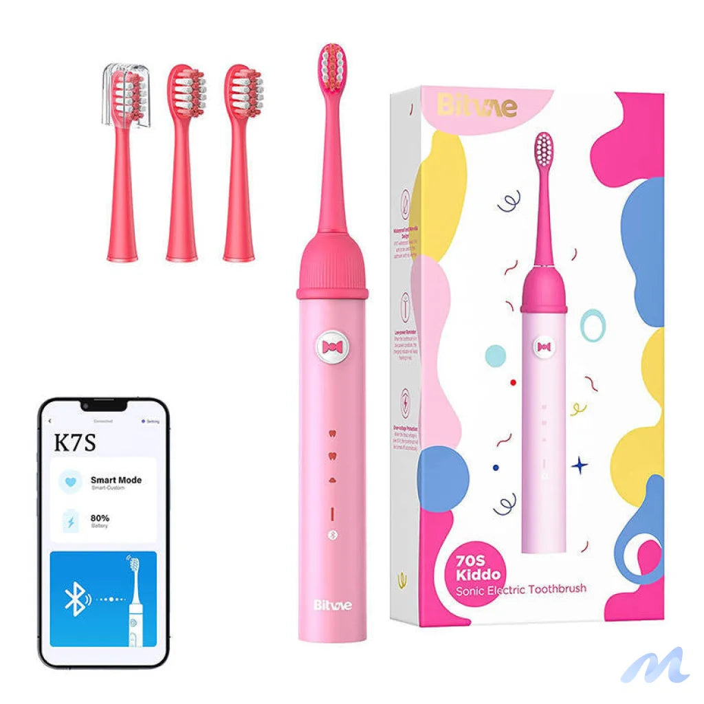 Sonic toothbrush for kids with app and tip set Bitvae K7S (pink)