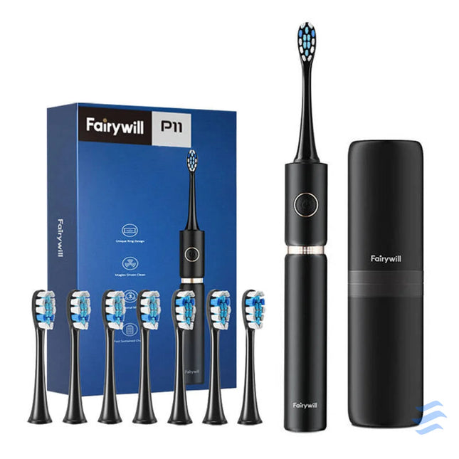 Sonic toothbrush with head set and case FairyWill FW P11 (Black) Sonic toothbrushes