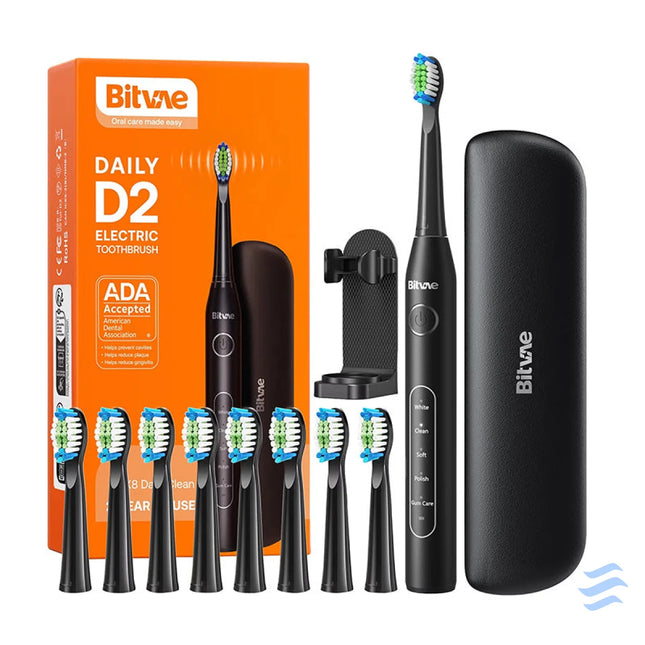 Sonic toothbrush with tips set and travel case D2 (black) Sonic toothbrushes