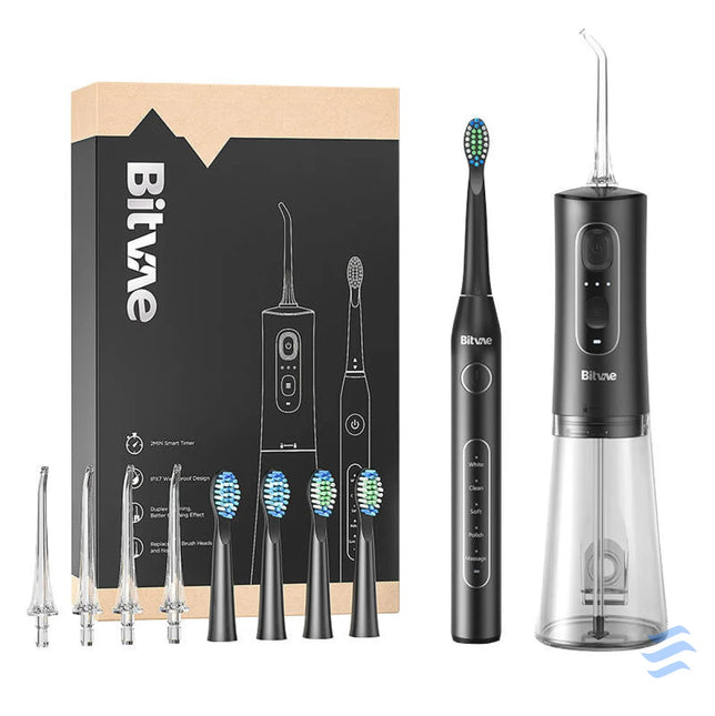 Sonic toothbrush with tips set and water flosser Bitvae D2 + C2 (black) Sonic toothbrushes