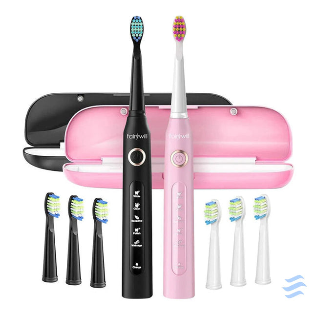Sonic toothbrushes with head set and case FairyWill FW 507 (Black and pink) Sonic toothbrushes