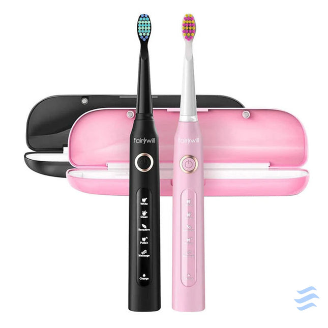 Sonic toothbrushes with head set and case FairyWill FW 507 (Black and pink) Sonic toothbrushes
