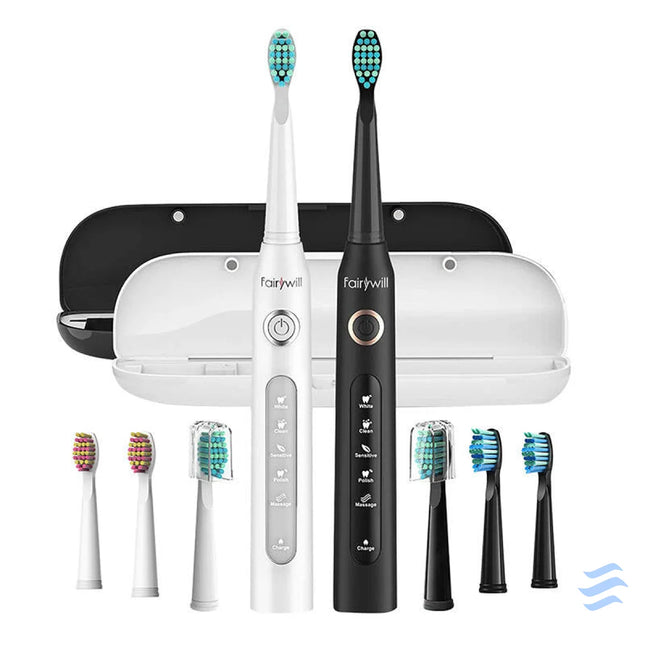 Sonic toothbrushes with head set and case FairyWill FW 507 (Black and white) Sonic toothbrushes