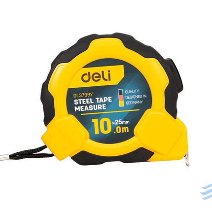 Steel Measuring Tape 10m/25mm Deli Tools EDL3799Y (yellow) Measuring tools