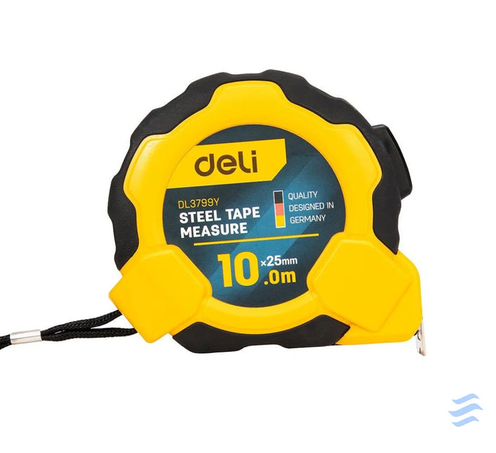 Steel Measuring Tape 10m/25mm Deli Tools EDL3799Y (yellow) Measuring tools