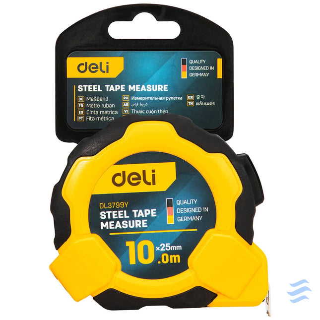 Steel Measuring Tape 10m/25mm Deli Tools EDL3799Y (yellow) Measuring tools