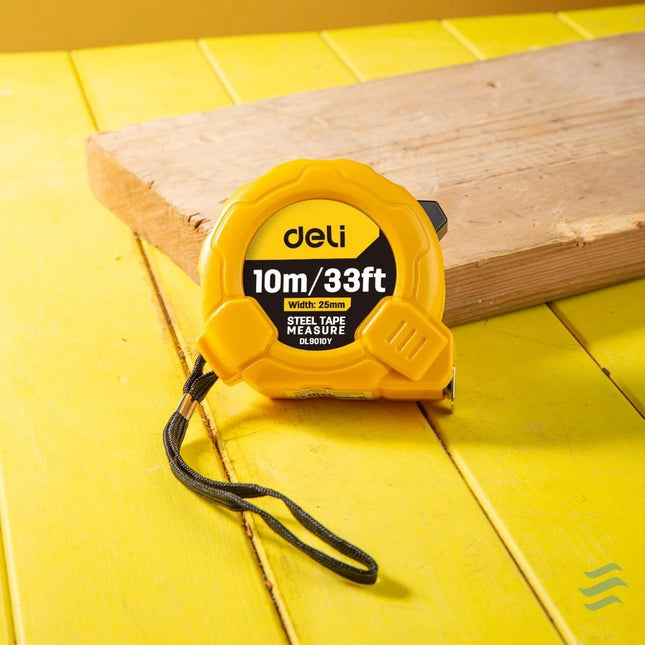 Steel Measuring Tape 10m/25mm Deli Tools EDL9010Y (yellow) Measuring tools