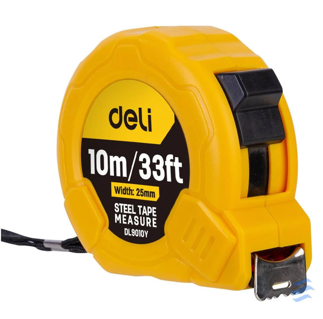 Steel Measuring Tape 10m/25mm Deli Tools EDL9010Y (yellow) Measuring tools