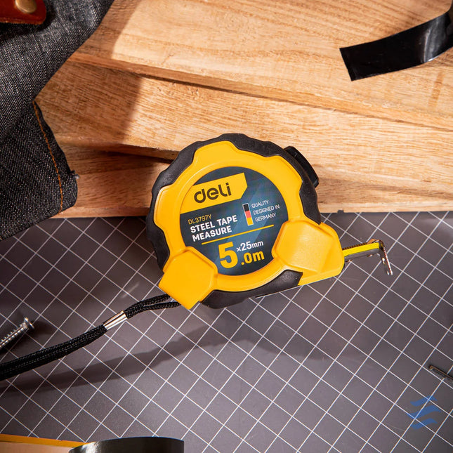 Steel Measuring Tape 5m/25mm Deli Tools EDL3797Y(yellow) Measuring tools