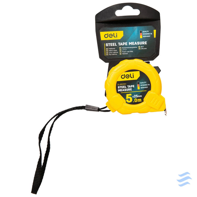 Steel Measuring Tape 5m/25mm Deli Tools EDL9025Y (yellow) Measuring tools