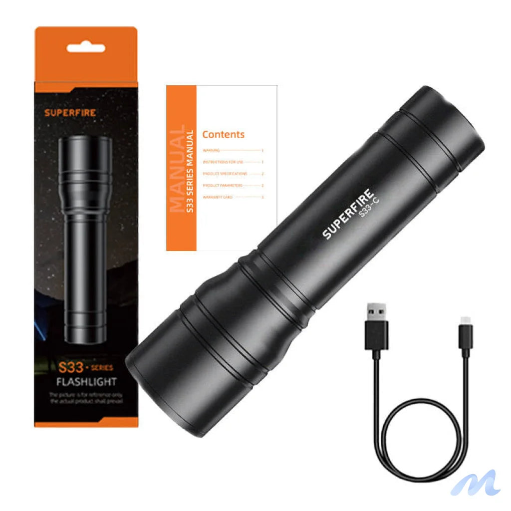 Superfire S33-C flashlight, 210 lm, USB, 180 m, 4 modes