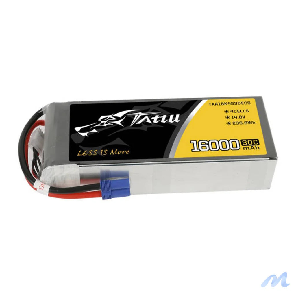 Tattu 16000mAh 14.8V 30C 4S1P Lipo Battery Pack with EC5